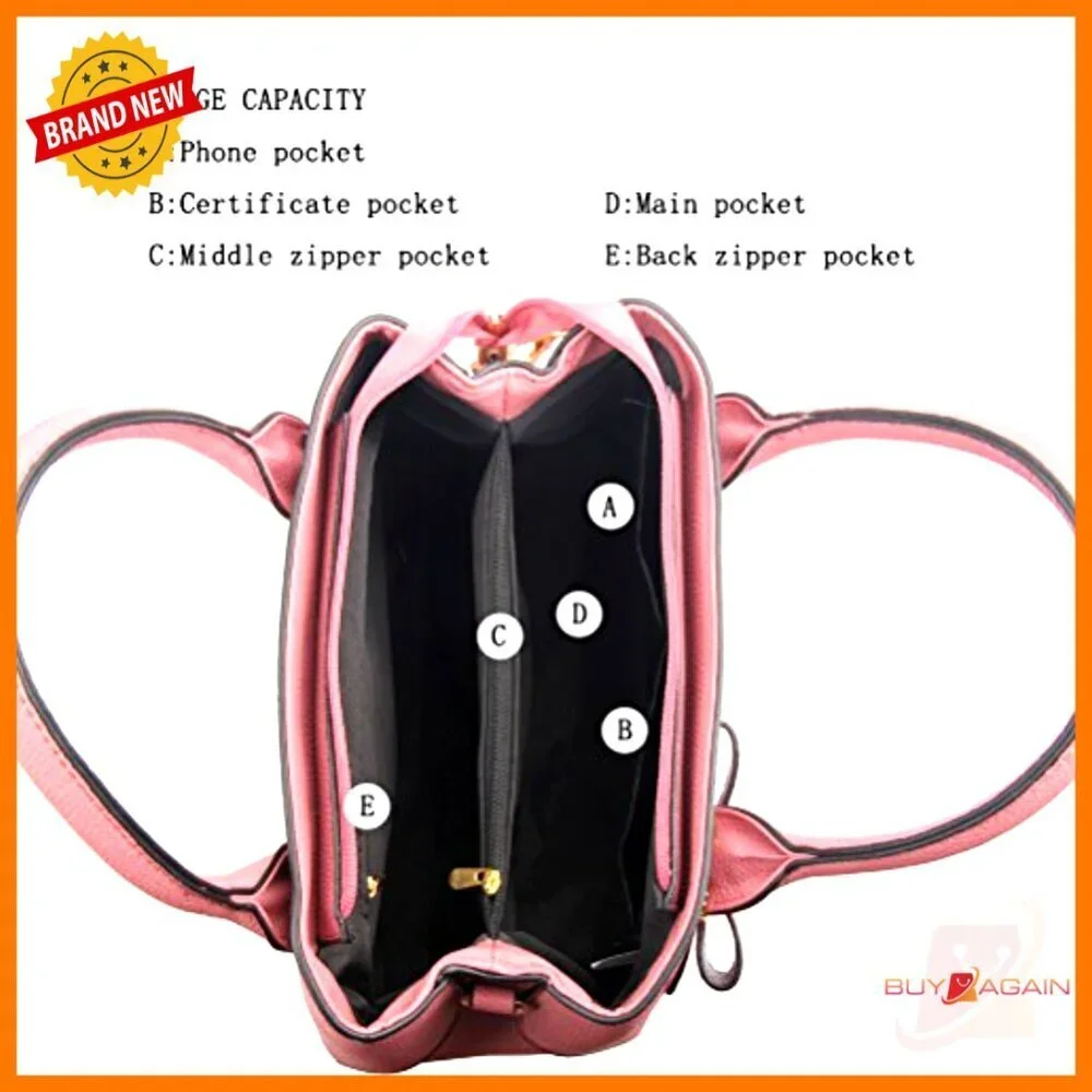 PU Leather Satchel Tote with Adjustable Shoulder Strap, 10.2x7.9 Inches